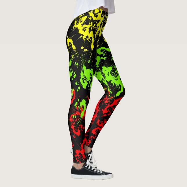 Legging As caneleiras das mulheres do Splatter da pintura (Direita)