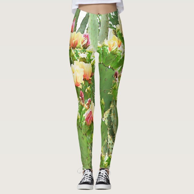 Legging As caneleiras das mulheres - flores da pera (Frente)
