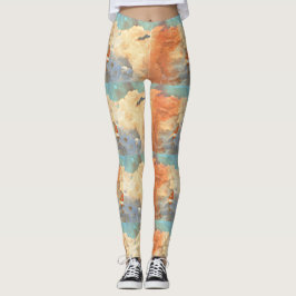 Legging As caneleiras das mulheres Pastel das nuvens de