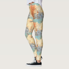Legging As caneleiras das mulheres Pastel das nuvens de