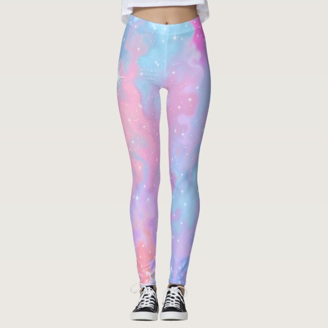 Legging As cores Pastel Kawaii Sparkles roxo azul (Frente)