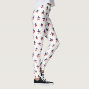 Legging As estrelas Caneleira-Patrióticas das mulheres
