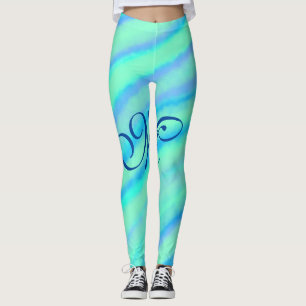 Legging As linhas de cor verde azul-lacrimogênea adicionam
