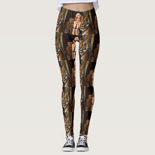 Legging asas de borboleta fada sentada com pernas de tigre (Frente)