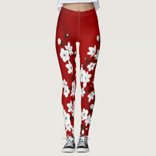 Legging Asia Floral White Chersom Red