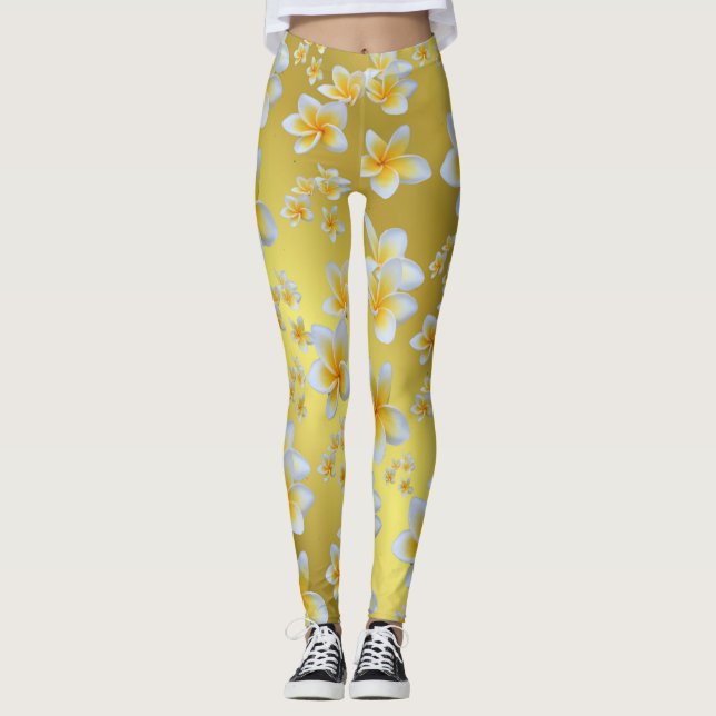 Legging asiático, amarelo, branco, florescente, brilhante, (Frente)
