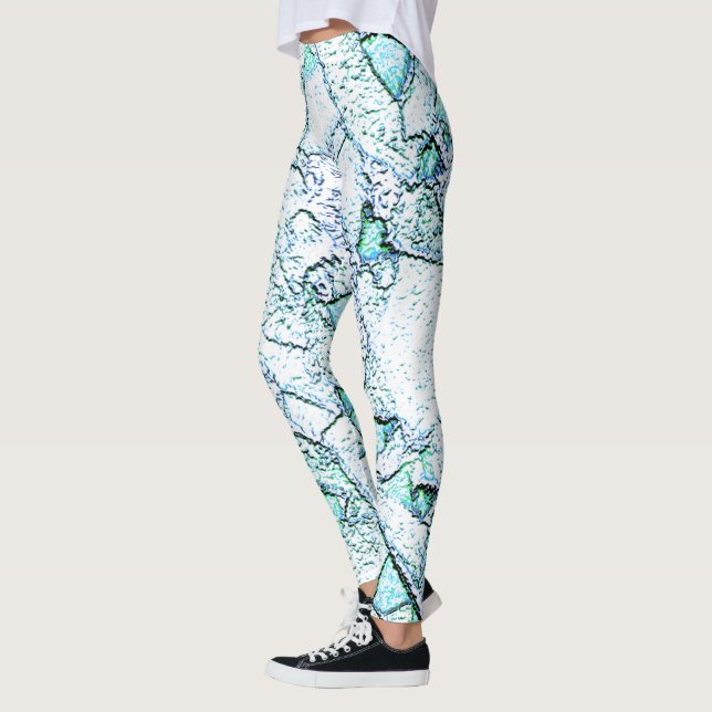 Legging Áspero como rocha, num  de ciano e menta (Esquerda)