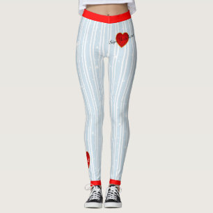 Legging Assinar com Pinstriped o seu nome Heart Blue(custo