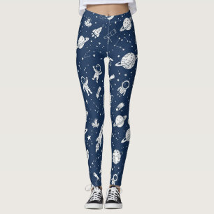 Legging Astronauta e Planetas do Espaço Sideral Fofos