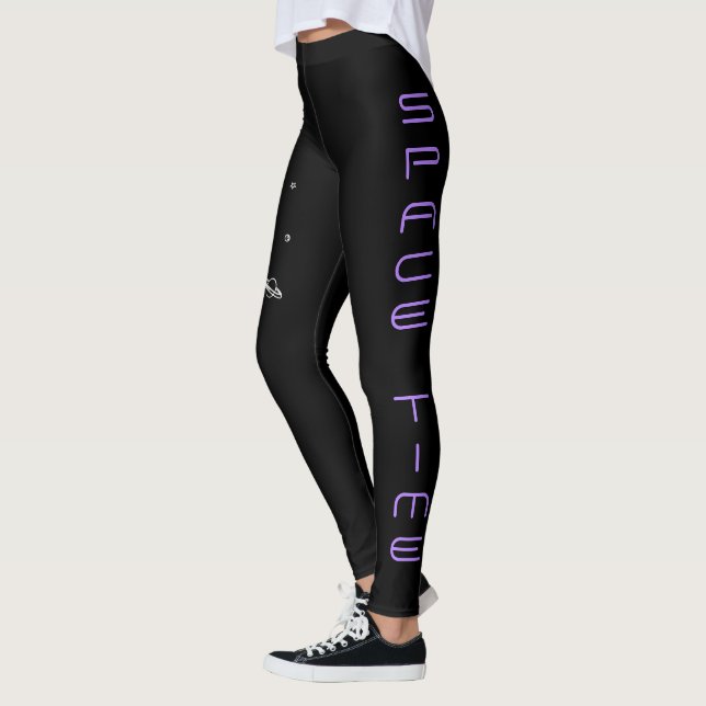 Legging Astronauta no Espaço - Arte em Preto, Branco e Rox (Esquerda)