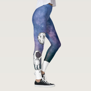 Legging Astronauta no espaço com balão da lua cosmos estre
