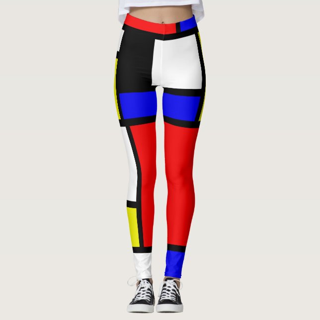 Legging Athleisure de Arte Pictórica do NeoPlasticismo (Frente)