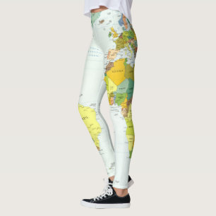 Legging Atlas do Mundo do Mapa