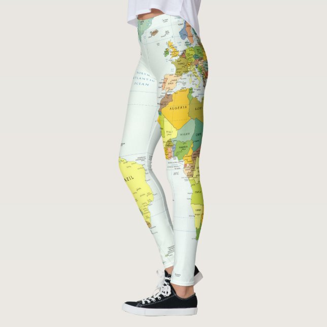 Legging Atlas do Mundo do Mapa (Esquerda)