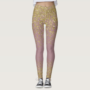 Legging Aumentaram & as caneleiras brilhantes Dourados