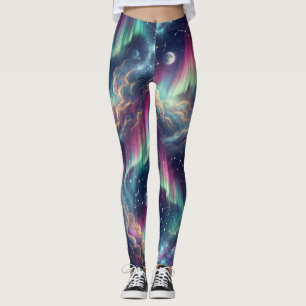 Legging Aurora Galáxia Paisagem dos Sonhos Celestiais