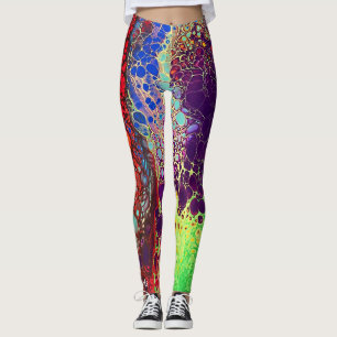 LEGGING AUSÊNCIA NA WEB DE ABSTRATO MARBLING MULTICOLORED