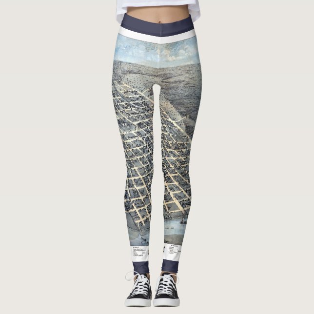 Legging Austin, Texas Antique Aerial City Map de 1873 (Frente)