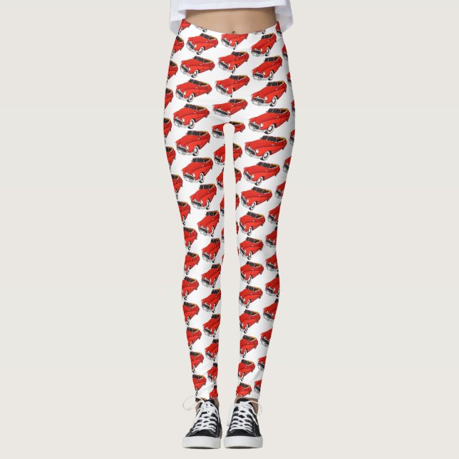 Legging Automóvel clássico vermelho 1948 (Frente)