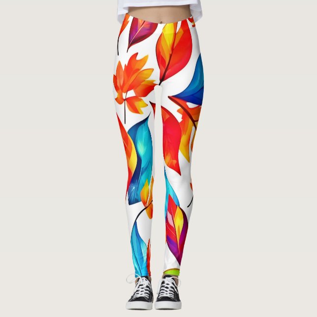 Legging Autumn Deixa o padrão Abstrato (Frente)