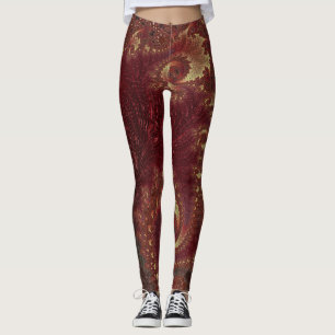 Legging Autumn Dourado Leafres Insuga Paisagem Fractal