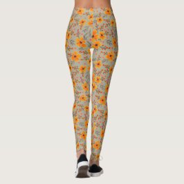 Legging Autumn Fall Floral Pattern Sage Green