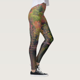 Legging Autumn Leaves Cena de Cores Cores das Mulheres