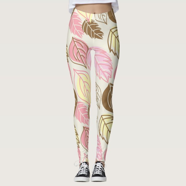 Legging Autumn Splendor: Leaf Seamless Pattern (Frente)