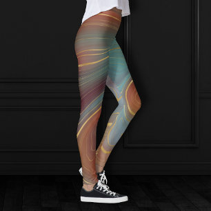 Legging Autumn Strata Terra Cotta Teal e Agate Dourado