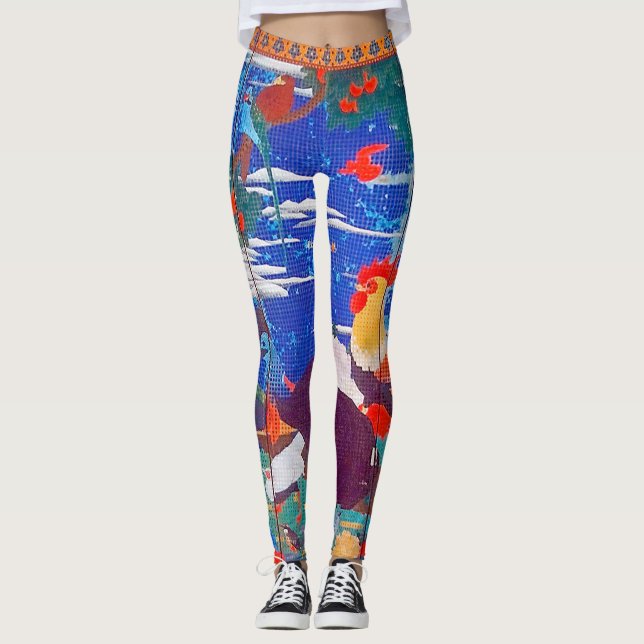 Legging Aves, Animais e Plantas Flores (Esquerda) Jacuchu (Frente)