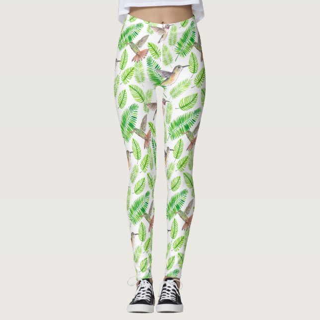 Legging Aves de capoeira e folhas tropicais (Frente)