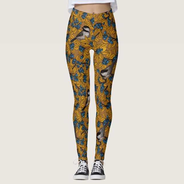 Legging Aves de frango em ramos de mirtilo (Frente)