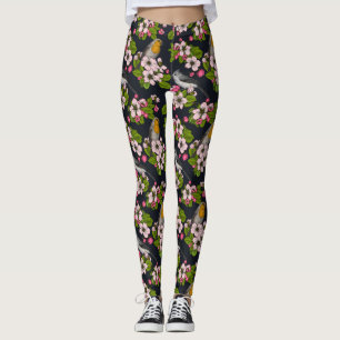 Legging Aves e Blossomas em preto