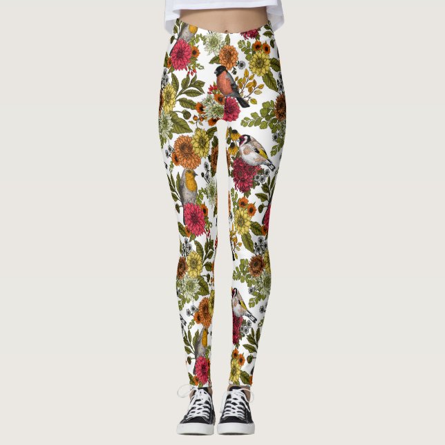 Legging Aves e flores do jardim 1 (Frente)