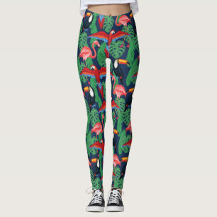 Legging Aves Tropicais Em Cores Brilhantes