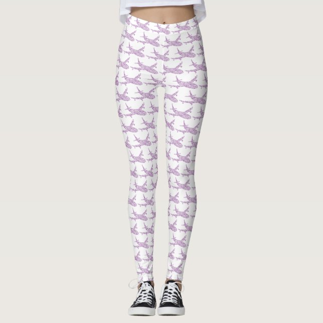 Legging Avião com floco de neve roxo - (Frente)