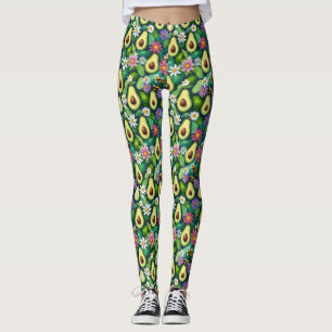 Legging Avocados com abelha e flores