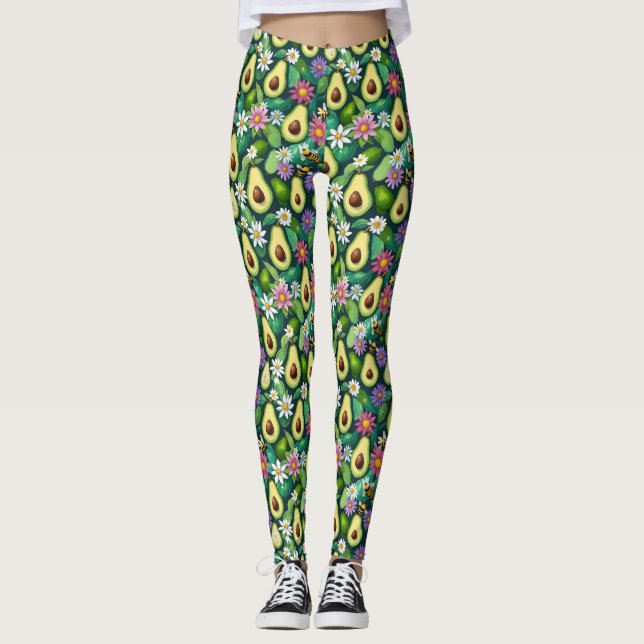 Legging Avocados com abelha e flores (Frente)