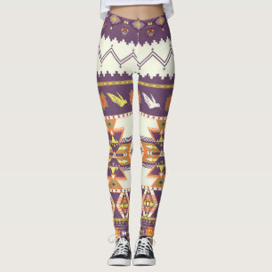 Legging Aztec colorido: padrão contínuo vibrante.