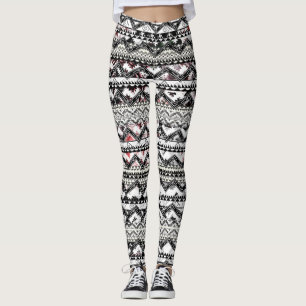 Legging Aztec Floral Rosa Púrpura, Púrpura, Rosa Padrão