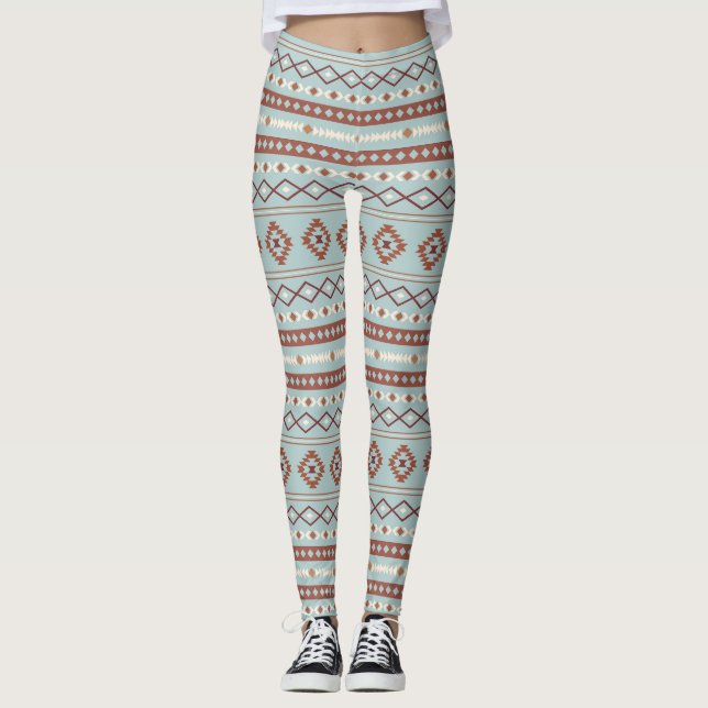 Legging Aztec Padrões de Motif Mistos Rastreamento Azul (Frente)