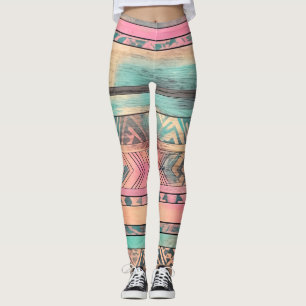 Legging Aztec Tribal Azul-Sudoeste E Rosa