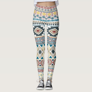 Legging Aztec Tribal Motifs: Design geométrico sem costura