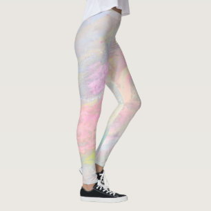Legging Azuis iridescentes de mármore Swirly dos rosa