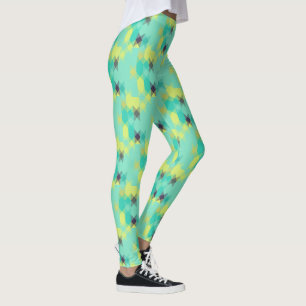 Legging azul amarelo turquesa amarelo e aqua