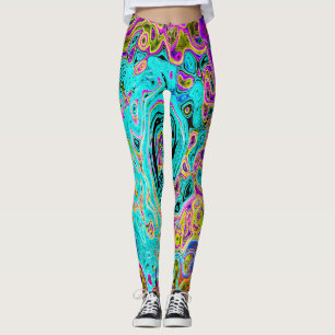 Legging Azul Aqua Gelado Groovy Abstrato Retro Líquido Red