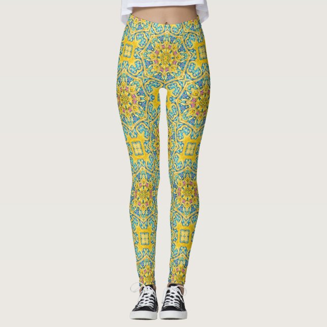 Legging Azul árabe Dourado (Frente)