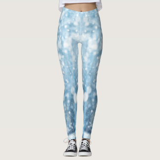 Legging Azul branco e azul bebê Neve estética de Natal