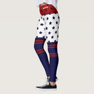Legging Azul-branco e Design azul Patriótico