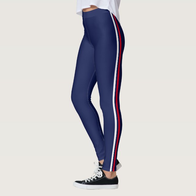 Legging Azul Branco Elegante, Vermelho, Stripado (Esquerda)
